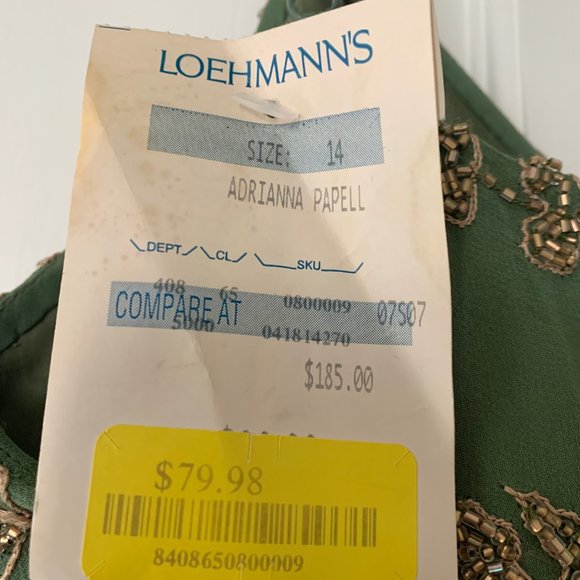 Adrianna Papell gold beaded green dress - Picture 3 of 10